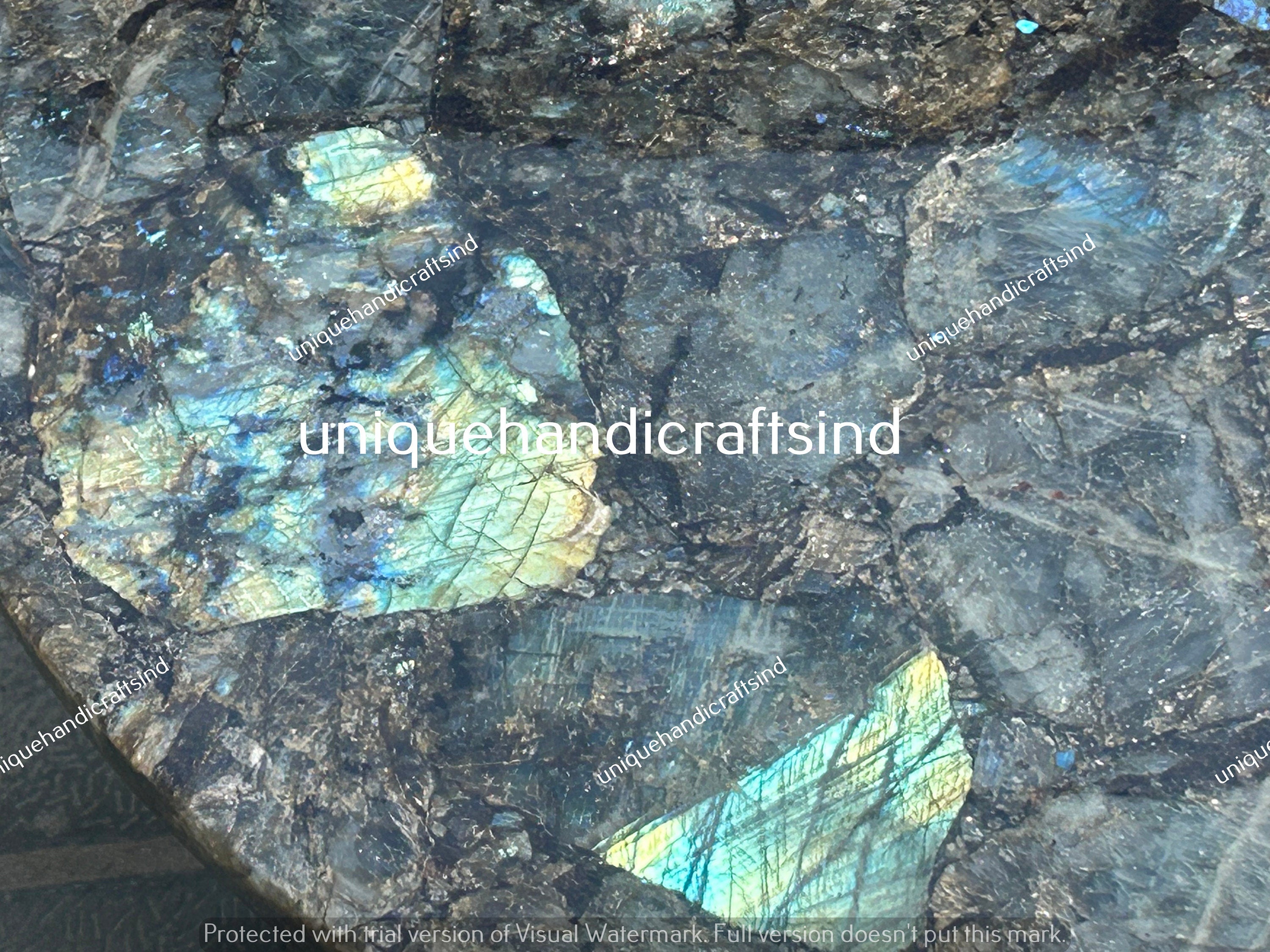 Labradorite Table With Metal Leg, Labradorite Kitchen Slab, Round Table, Dining Table, Coffee Table, Luxury Gift For Your Special One Unique Handicrafts IND