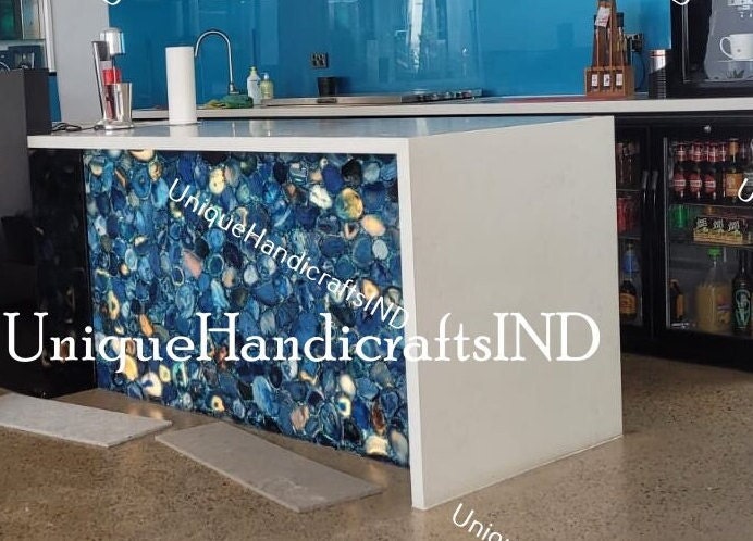 Agate Counter tops , Blue Agate Slab/Counter top  for kitchen, living room, Kitchen Counter Slabs, Bar Countertop Handmade Furniture Decor Unique Handicrafts IND
