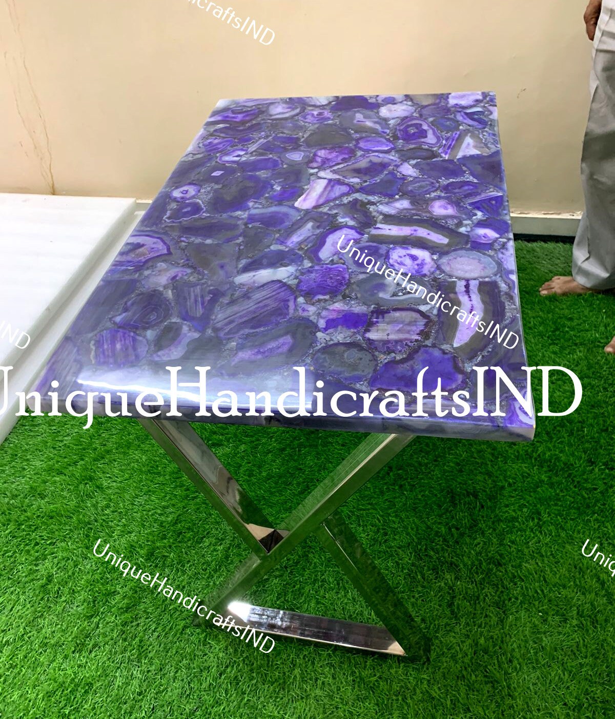 Center Table, Purple Agate Table, Bars & Kitchen Dining Table Slab, Agate Countertop, Coffee Table, Gift Item, Bathroom Vanity Top Furniture Unique Handicrafts IND