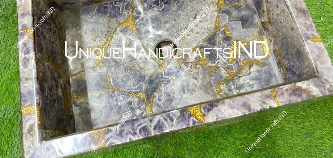 Wash Basin, Marble Sink, Bathroom Sink Basin, Natural Amethyst Agate Stone Sink, luxury design bathroom Decor Interior Unique Handicrafts IND