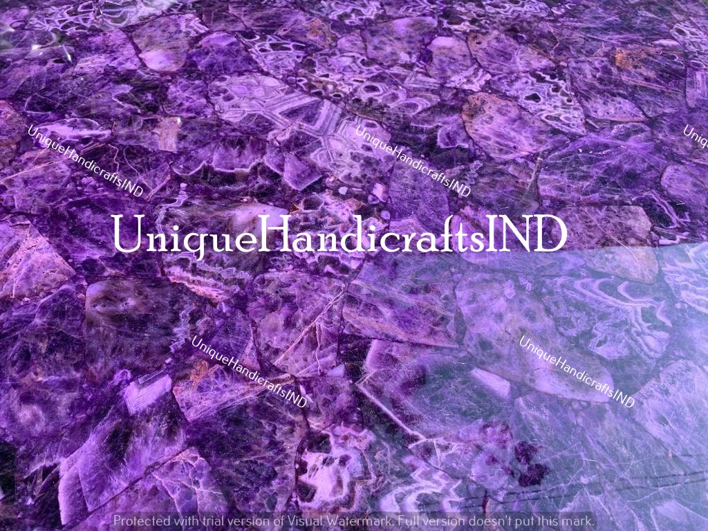 Purple Amethyst Stone Table Top, Kitchen Island, Counter Top Slabs, Indoor Outdoor Decor Mystical Stone Unique Handicrafts IND