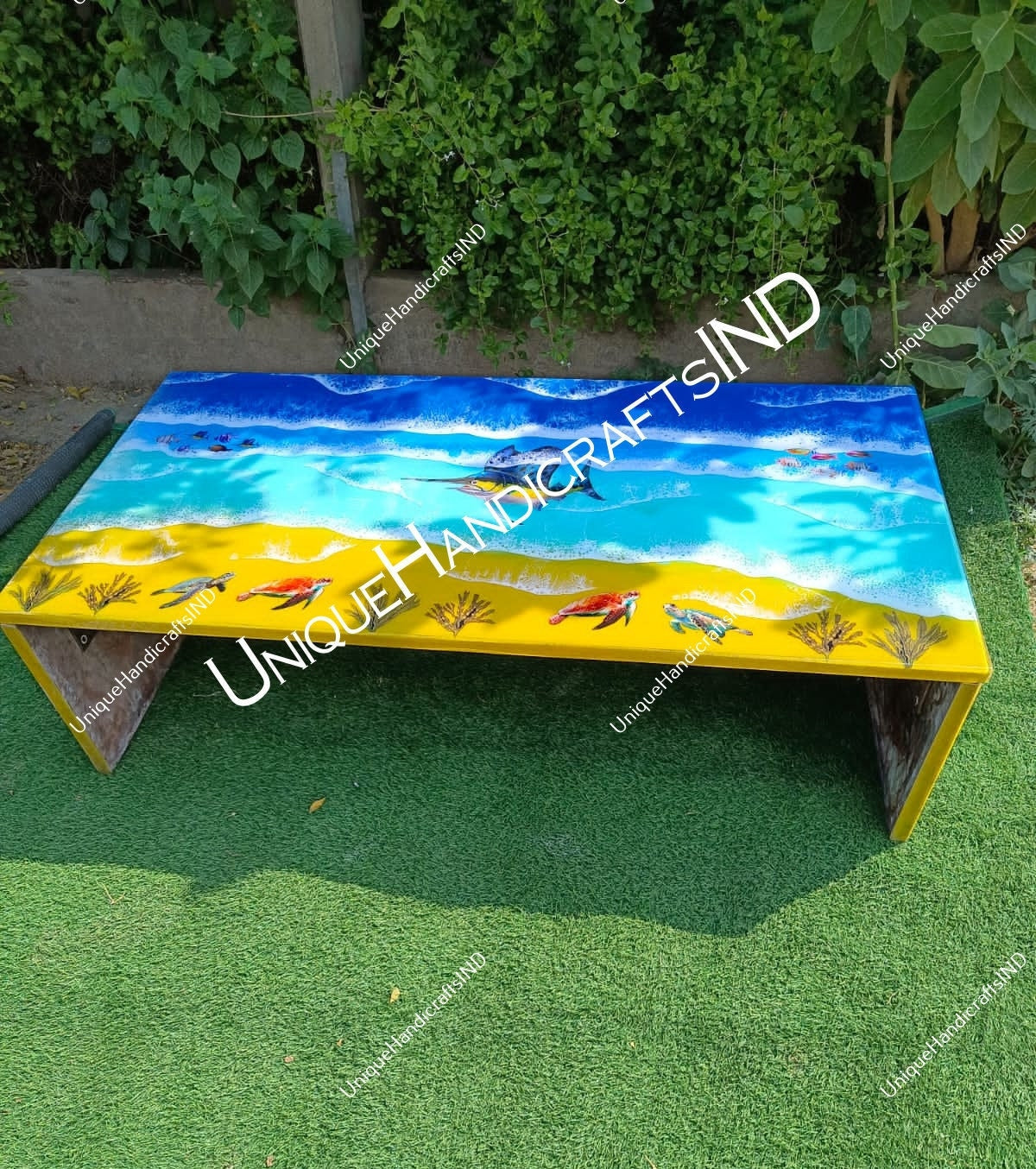 Ocean Coffee Table, Dining Epoxy Table, Ocean Wave Epoxy Table, Live Edge Epoxy Ocean Table, 100% Handmade Table, Epoxy Resin Table Unique Handicrafts IND