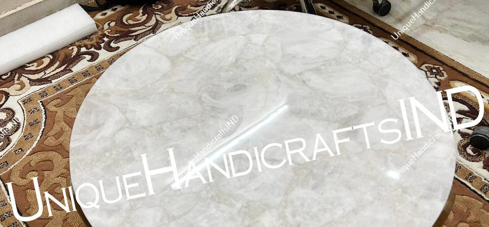 Crystal Coffee Table With White Quartz Stone Customize Handmade Home & Garden Decor Interior Unique Handicrafts IND
