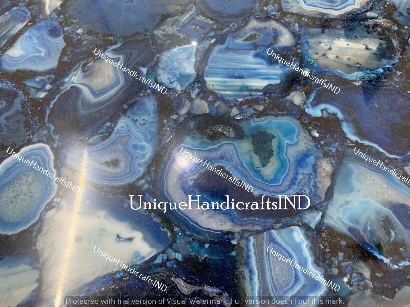 Blue Agate Stone Coffee Dining Table, Kitchen Slab Use to Countertop Slab ,Bars & Counters,Interior Decor, Wall Decor, Home And Office Decor Unique Handicrafts IND