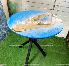 Epoxy Resin table, Ocean Wave Round Epoxy Coffee Table Top ,Kitchen Table Top , Round Table,Handmade Furniture, Counter Bar Desk Top Unique Handicrafts IND