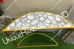 C-Shaped Agate Table Top | Natural Stone Accent Table | Unique Agate Decor for Home Unique Handicrafts IND