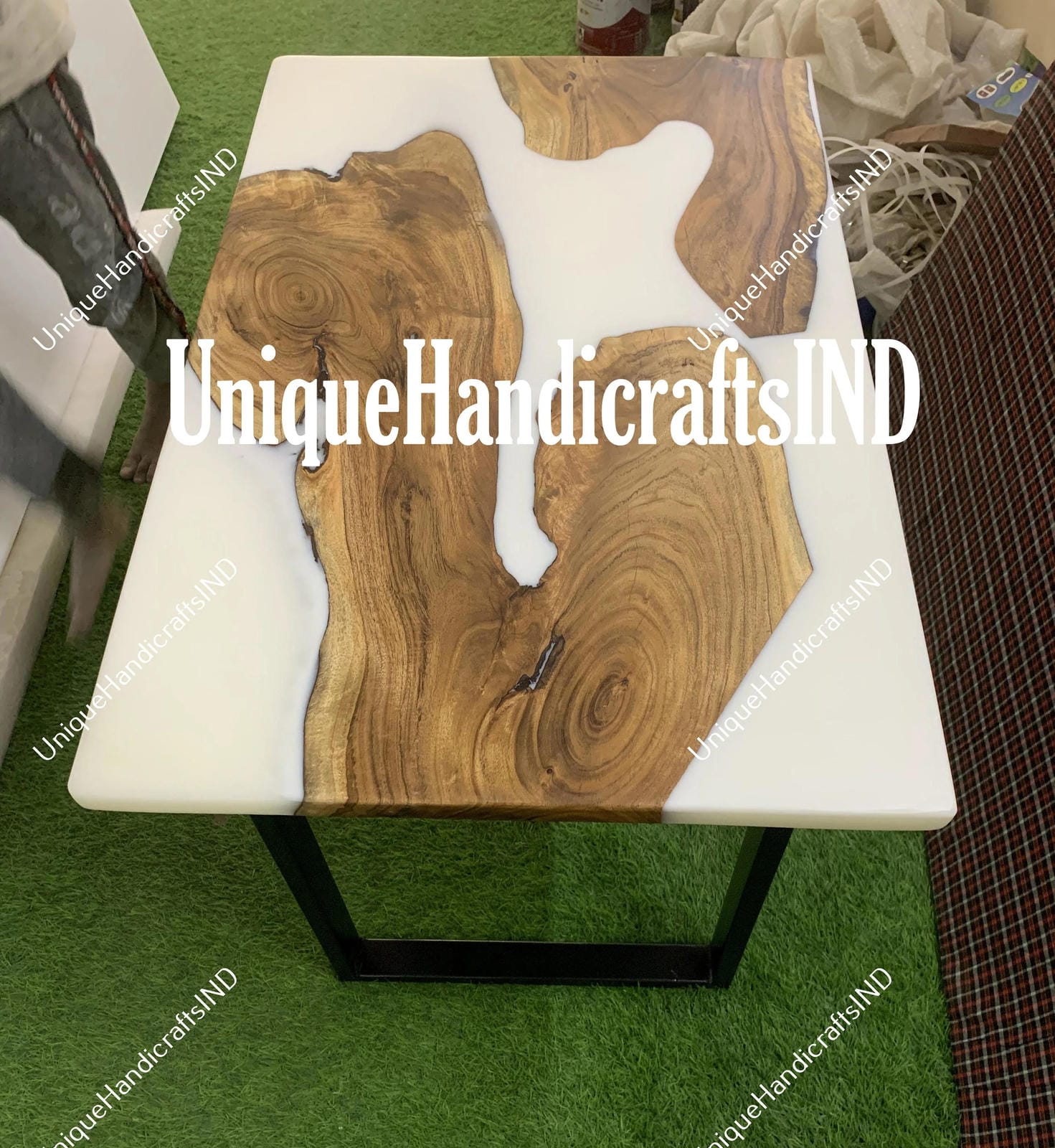 White Epoxy Resin Table / Custom To Order Epoxy River Table / Epoxy Dining Table / Epoxy Dining Room Table / Wooden Table Garden Furniture Unique Handicrafts IND