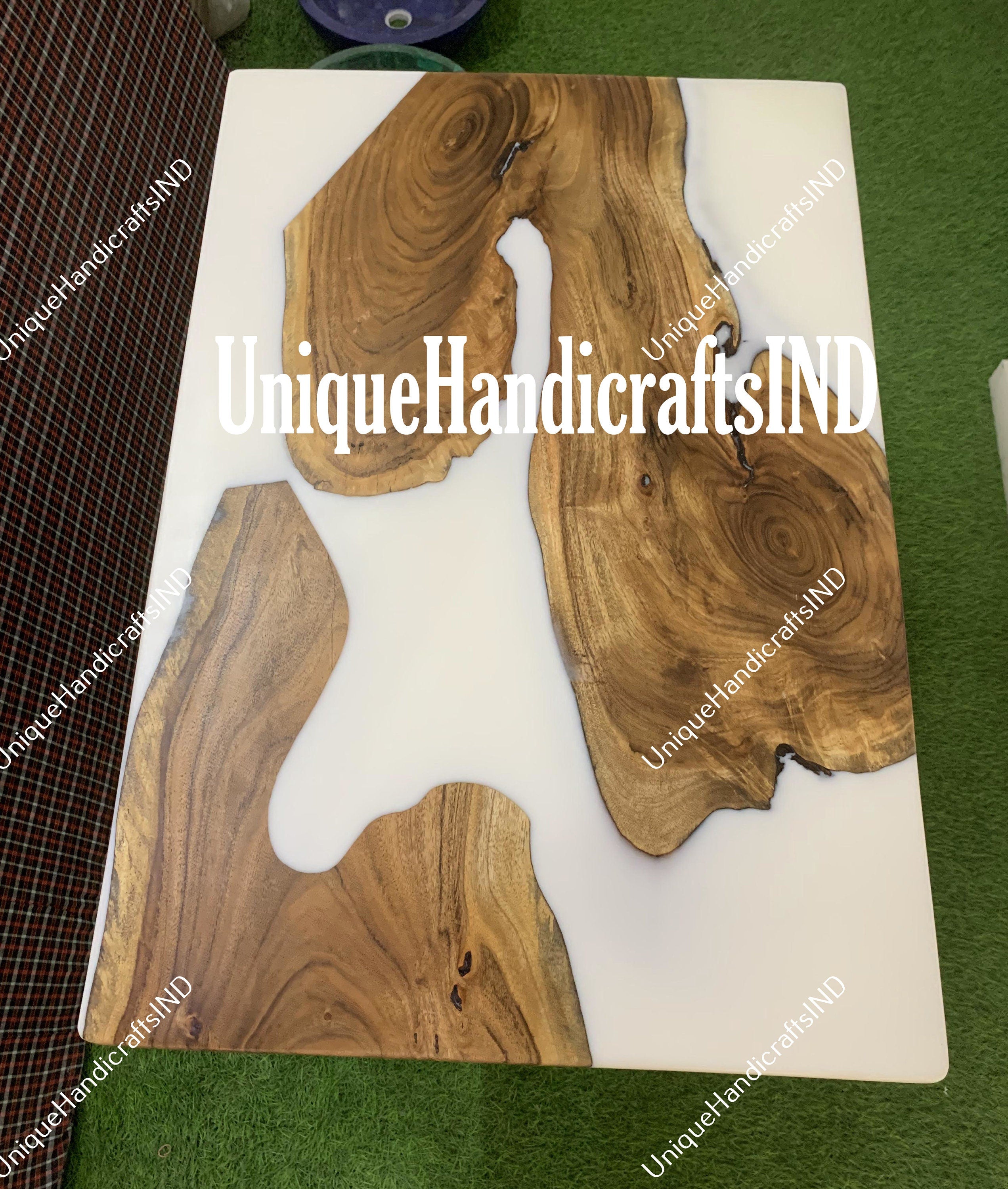 White Epoxy Resin Table / Custom To Order Epoxy River Table / Epoxy Dining Table / Epoxy Dining Room Table / Wooden Table Garden Furniture Unique Handicrafts IND