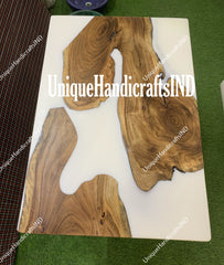 White Epoxy Resin Table / Custom To Order Epoxy River Table / Epoxy Dining Table / Epoxy Dining Room Table / Wooden Table Garden Furniture Unique Handicrafts IND