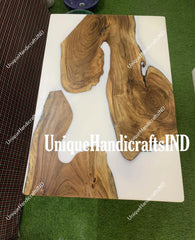 White Epoxy Resin Table / Custom To Order Epoxy River Table / Epoxy Dining Table / Epoxy Dining Room Table / Wooden Table Garden Furniture Unique Handicrafts IND
