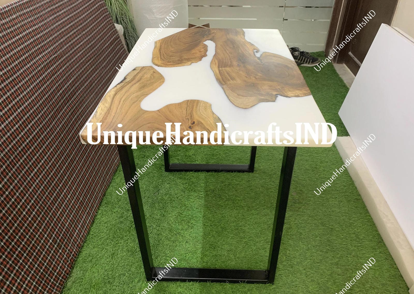 White Epoxy Resin Table / Custom To Order Epoxy River Table / Epoxy Dining Table / Epoxy Dining Room Table / Wooden Table Garden Furniture Unique Handicrafts IND