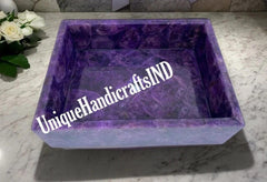 Natural Amethyst Stone Sink, Countertop Wash Basin, Wash basin bathroom decor, Crystal Agate Stone Sink, New Home Bathroom Decor Sink Unique Handicrafts IND