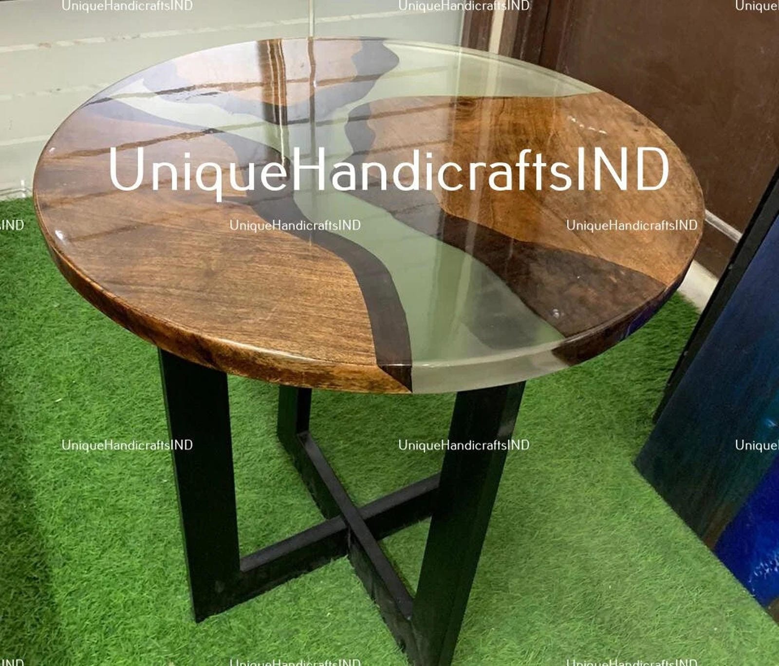 Epoxy Round Table top, Coffee /Side Sofa, center table top , Wood Table ,Custom Order, Epoxy Resin River Table, round Wood Unique Handicrafts IND
