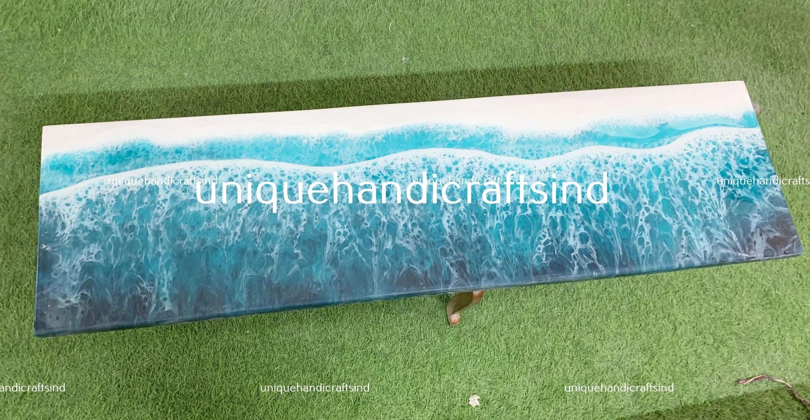 Resin coffee Table Top, Ocean Wave Epoxy wood Resin Table top , Console Table top in ocean wave resin Art Unique Handicrafts IND