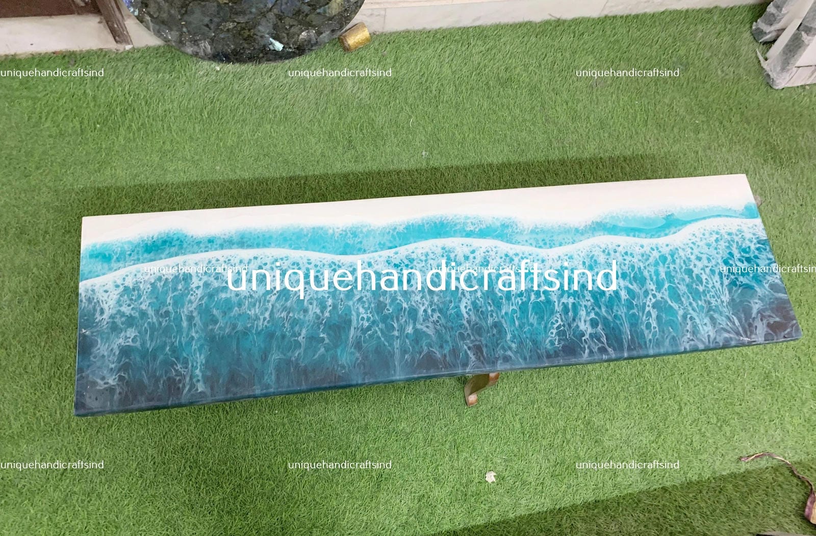 Resin coffee Table Top, Ocean Wave Epoxy wood Resin Table top , Console Table top in ocean wave resin Art Unique Handicrafts IND