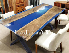 Blue Epoxy Table Top, Epoxy Resin Table, Dining, Center Table, Epoxy Resin River Table, Handmade Home decoration, Living Room Furniture Unique Handicrafts IND