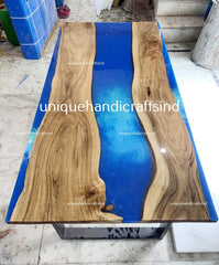 Blue Epoxy Table Top, Epoxy Resin Table, Dining, Center Table, Epoxy Resin River Table, Handmade Home decoration, Living Room Furniture Unique Handicrafts IND