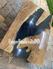 Resin Wooden Table,Customize Black Epoxy Resin Table, Handmade Live Edge River Epoxy Table, Dining Room Epoxy Table, Resin Epoxy Home Decor Unique Handicrafts IND