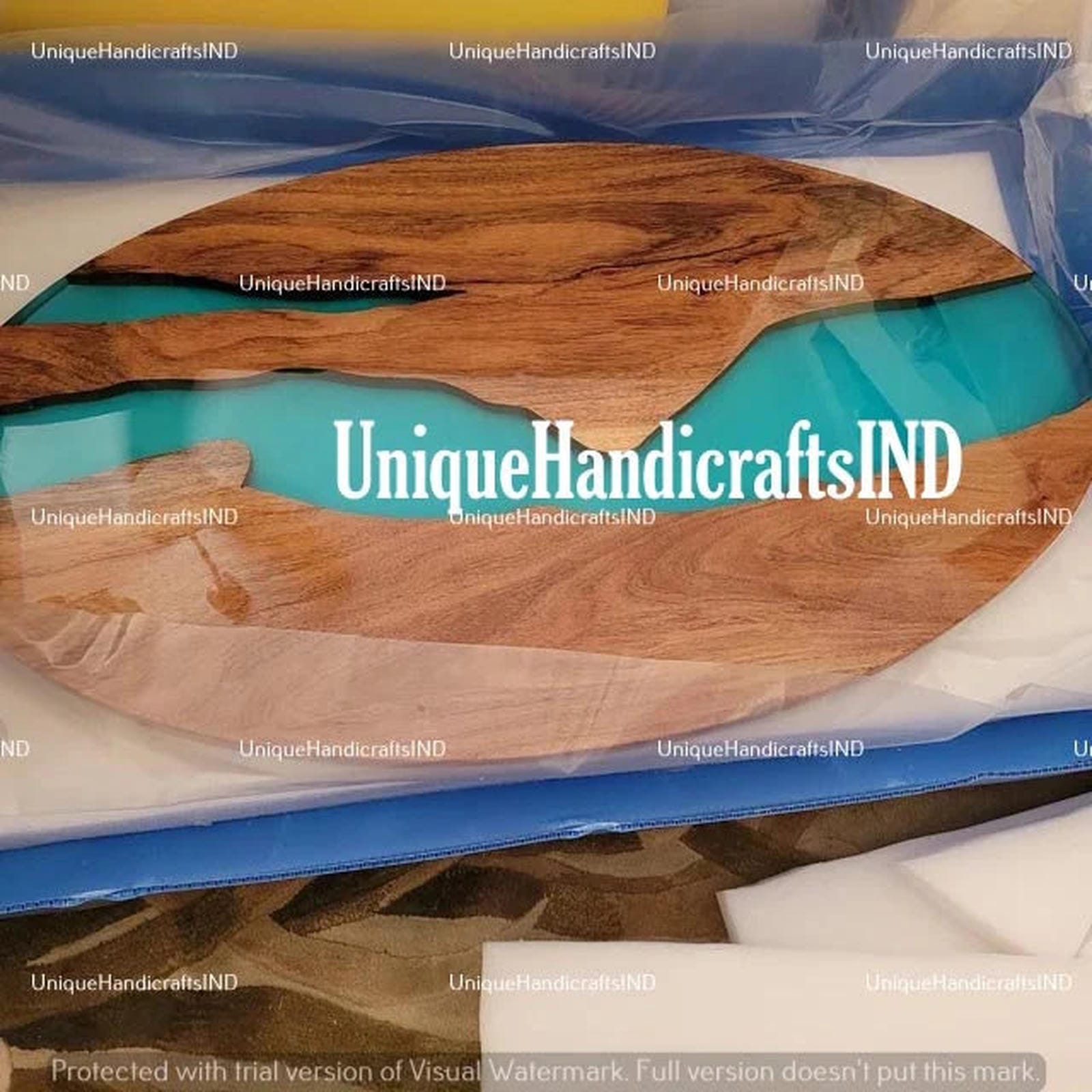 Oval Coffee Table, Epoxy Resin table, Side Table, Rustic Mid Century Center Table, Wooden Handmade Furniture Unique Handicrafts IND