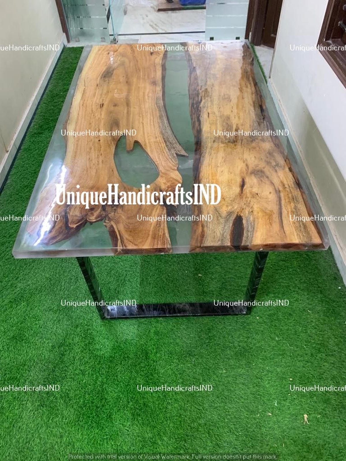 Resin Table With Clear Epoxy / Coffee Table, Wooden Table, Ultra Clear Epoxy Table, River Epoxy Table, Hand made Furniture Unique Handicrafts IND