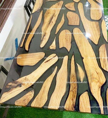 Elegant Epoxy Resin Coffee Table - Walnut Resin End Table - Handmade Side Table - Modern Coffee Table Unique Handicrafts IND