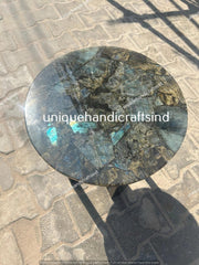Labradorite Table With Metal Leg, Labradorite Kitchen Slab, Round Table, Dining Table, Coffee Table, Luxury Gift For Your Special One Unique Handicrafts IND