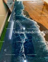Epoxy Resin Table, Ocean Wave Table, Resin Table, Ocean Epoxy Coffee Table Customize Farmhouse Furniture Unique Handicrafts IND