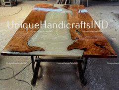 Live Edge Table - Wood and Epoxy Table - Custom Epoxy Table, Personalized Resin Table, Handmade Dining, Coffee Table Modern Rustic Furniture Unique Handicrafts IND