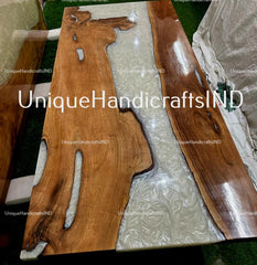 Live Edge Table - Wood and Epoxy Table - Custom Epoxy Table, Personalized Resin Table, Handmade Dining, Coffee Table Modern Rustic Furniture Unique Handicrafts IND