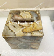 Natural Wild Agate Bathroom Set, Bathroom Accessories Set of Agate, Luxury bathroom Decor, Soap Dispenser Set, Tissue Box, Tray Unique Handicrafts IND