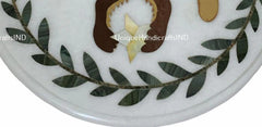 Marble Table with Carnelian Inlay Semi Precious Stones Dragons Art Round Coffee,dining,side table For home decor Unique Handicrafts IND