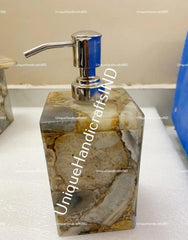 Soap Dispenser With Natural Agate Stone Arts/ bathroom bottles, shampoo bottle Bathroom Accessories Gift For Him / Her Unique Handicrafts IND