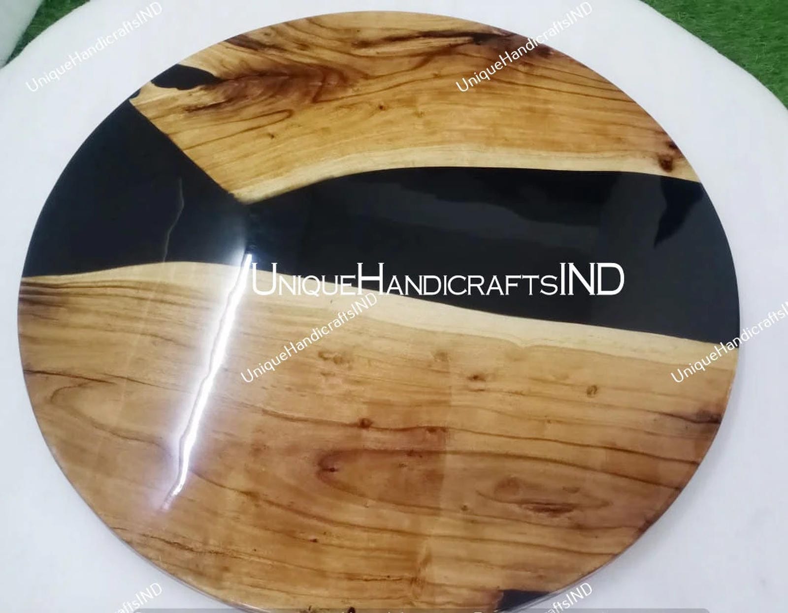 Black Epoxy Table, Round Epoxy Resin Table, Round Dining Table, Custom Epoxy Resin Table, Custom Order, Resin River Table, Epoxy table gifts Unique Handicrafts IND