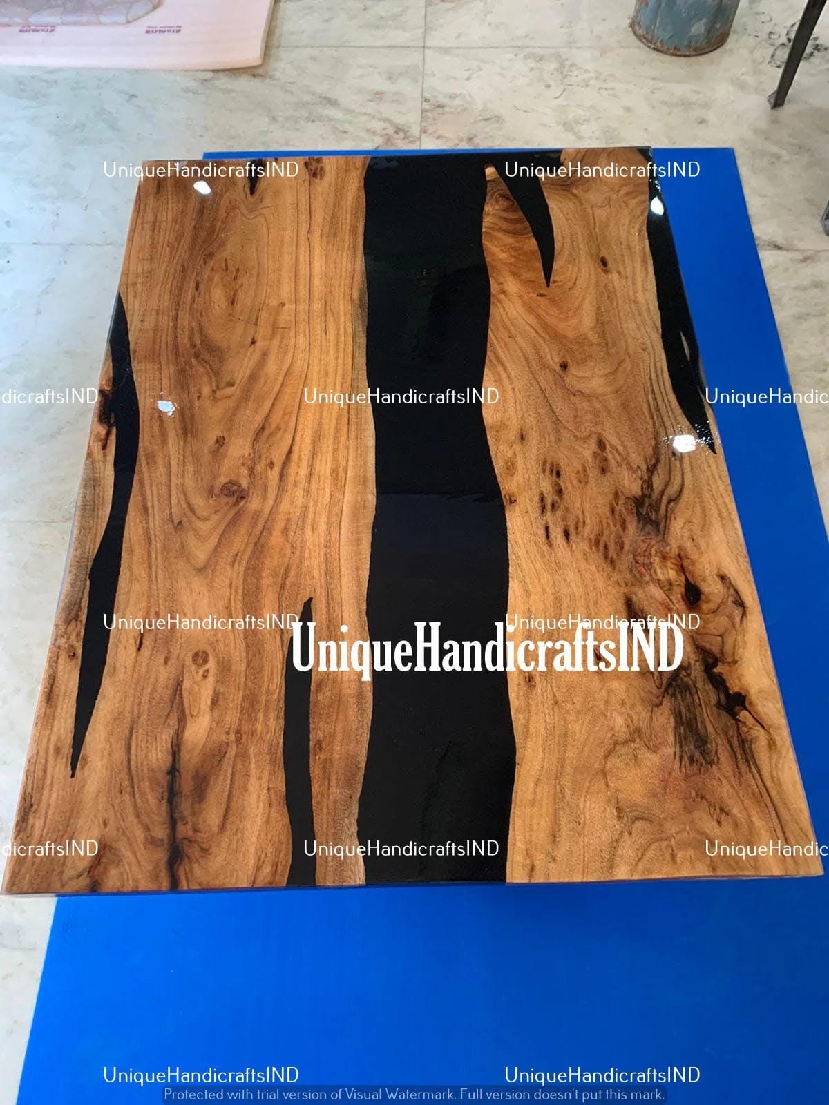 Epoxy Coffee Table, Black Epoxy Table Top, Wooden Table Top, Custom Epoxy River Table Top, Resin Dining Table, Epoxy Dining Table Home Decor Unique Handicrafts IND