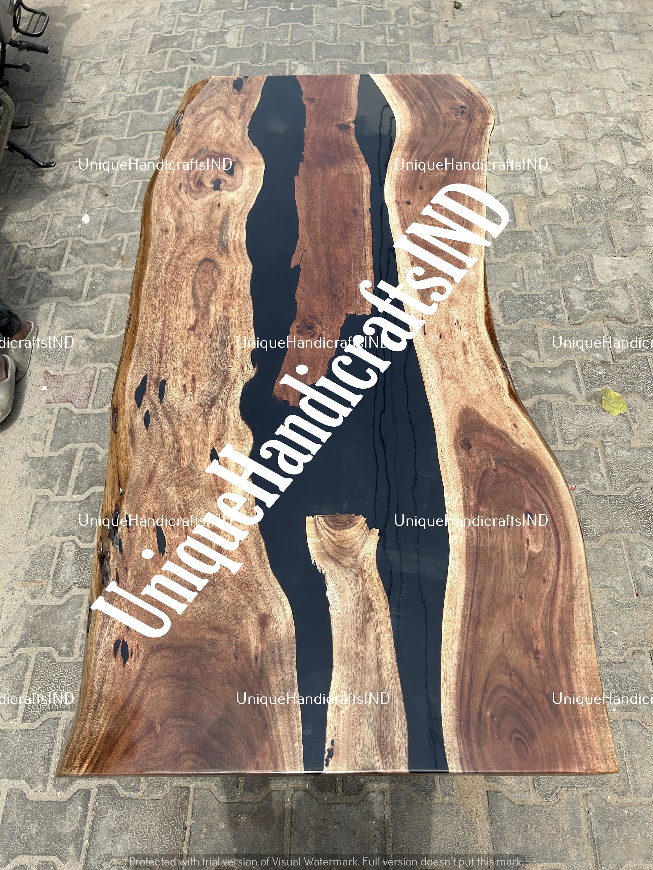 Live Edge Table, Black Epoxy River Table, Epoxy Dining Table , Epoxy Resin Table, Resin River Table, Hardwood Coffee Table, Boho Furniture Unique Handicrafts IND