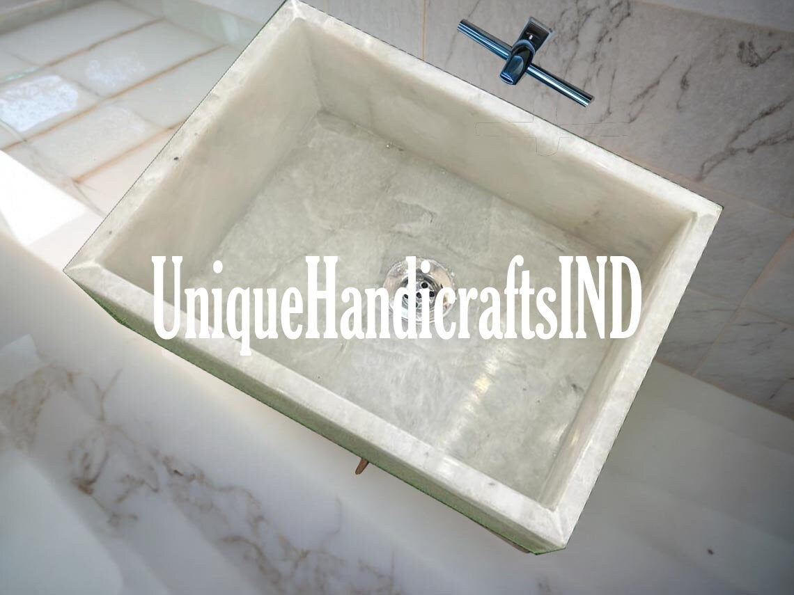 Quartz Sink / Stone Wash Basin / Natural Agate Sink / Wash Basin / Stone Sink / Agate Stone Sink For Kitchen Decor Handmade Interior Arts Unique Handicrafts IND