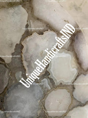 Coffee Table With White Salt Agate Natural Stone Handmade Round Living room Furniture Unique Handicrafts IND