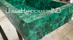 Malachite Bathroom Sink Inlay Stone Art / Stones Counter Top Vanity Sink / Rectangle Wash Basin Kitchen & bathroom Sink Unique Handicrafts IND