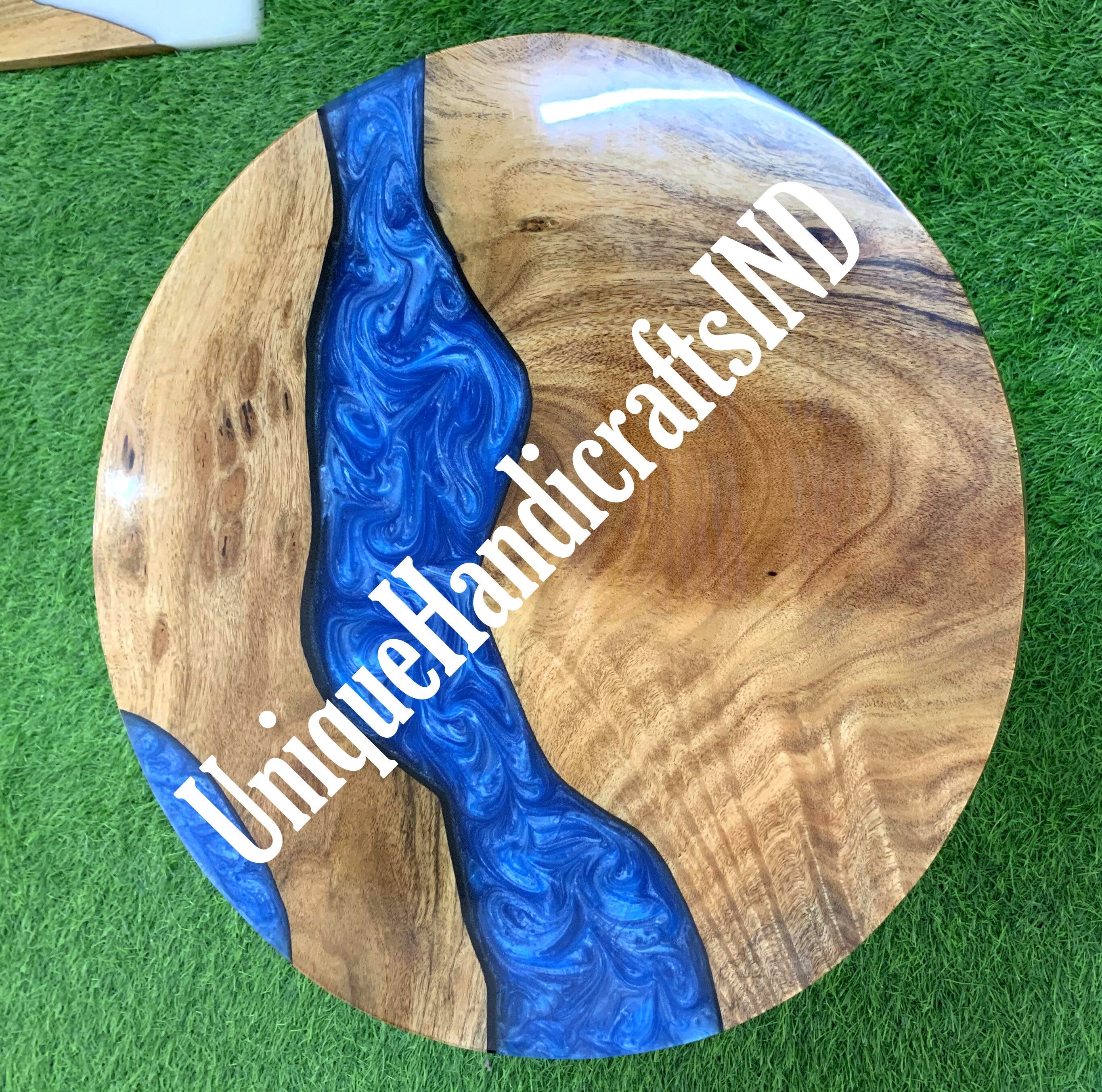 Modern Epoxy Resin Coffee Table in Blue | Handmade Furniture with Unique Resin Design | Stylish Living Room Decor Unique Handicrafts IND
