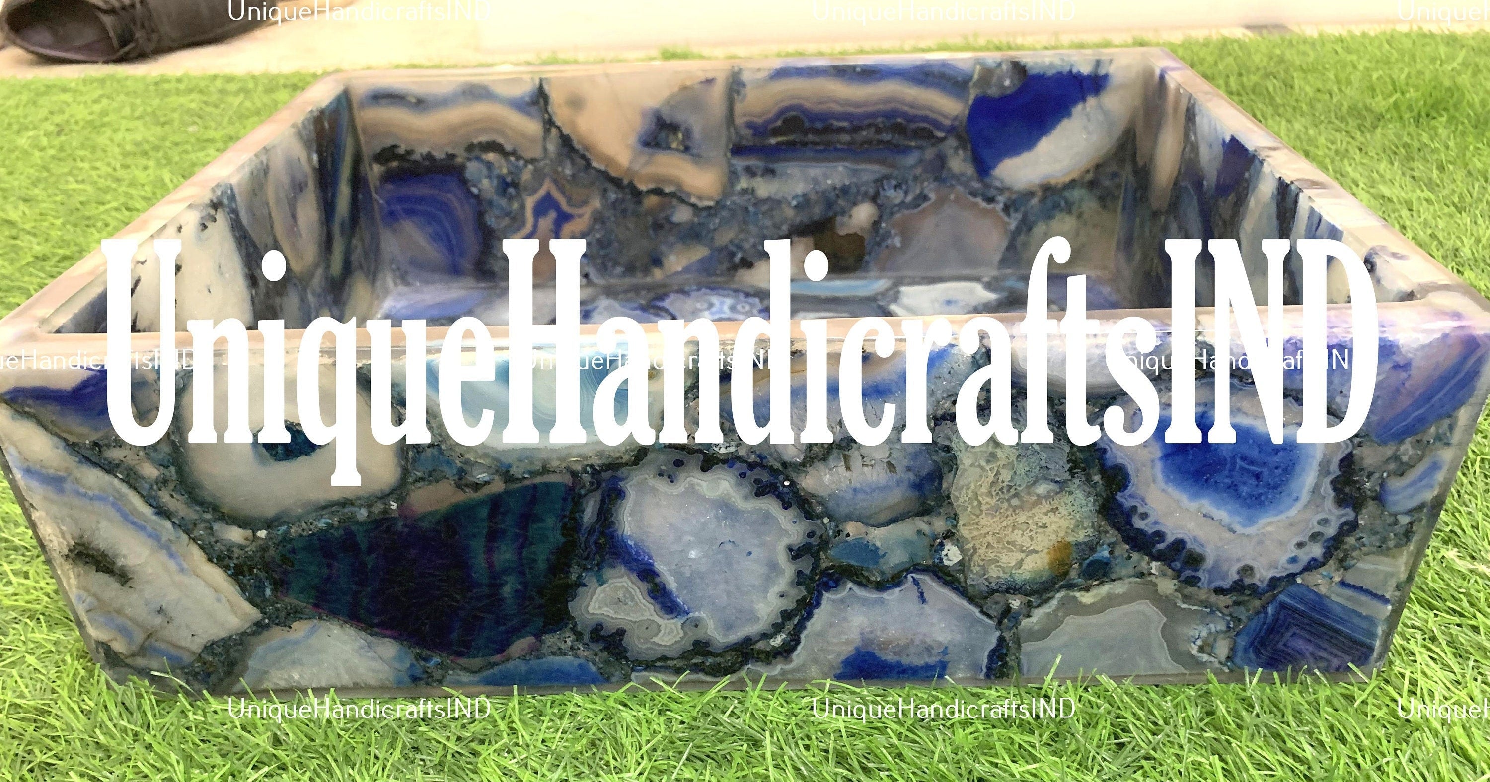 Stone Sink/ Geode Natural stone Bathroom sink and wash basin / Blue Agate Geode Sink / Nice Bathroom decor / Geode Wash Basin / Home Decor Unique Handicrafts IND