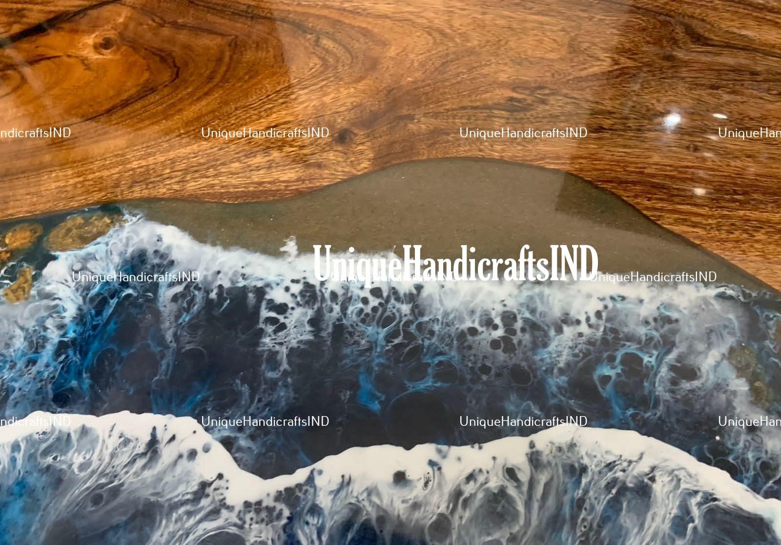 Ocean Wave Table / Custom Order Epoxy Resin Table / Farmhouse Dining Table / Ocean Table / Entryway Table for Home Decor Unique Handicrafts IND