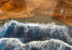 Epoxy River Table | Blue Ocean Walnut River Table | Epoxy Coffee Table | Epoxy Resin Table | Live Edge Table | Accent Table Furniture Unique Handicrafts IND