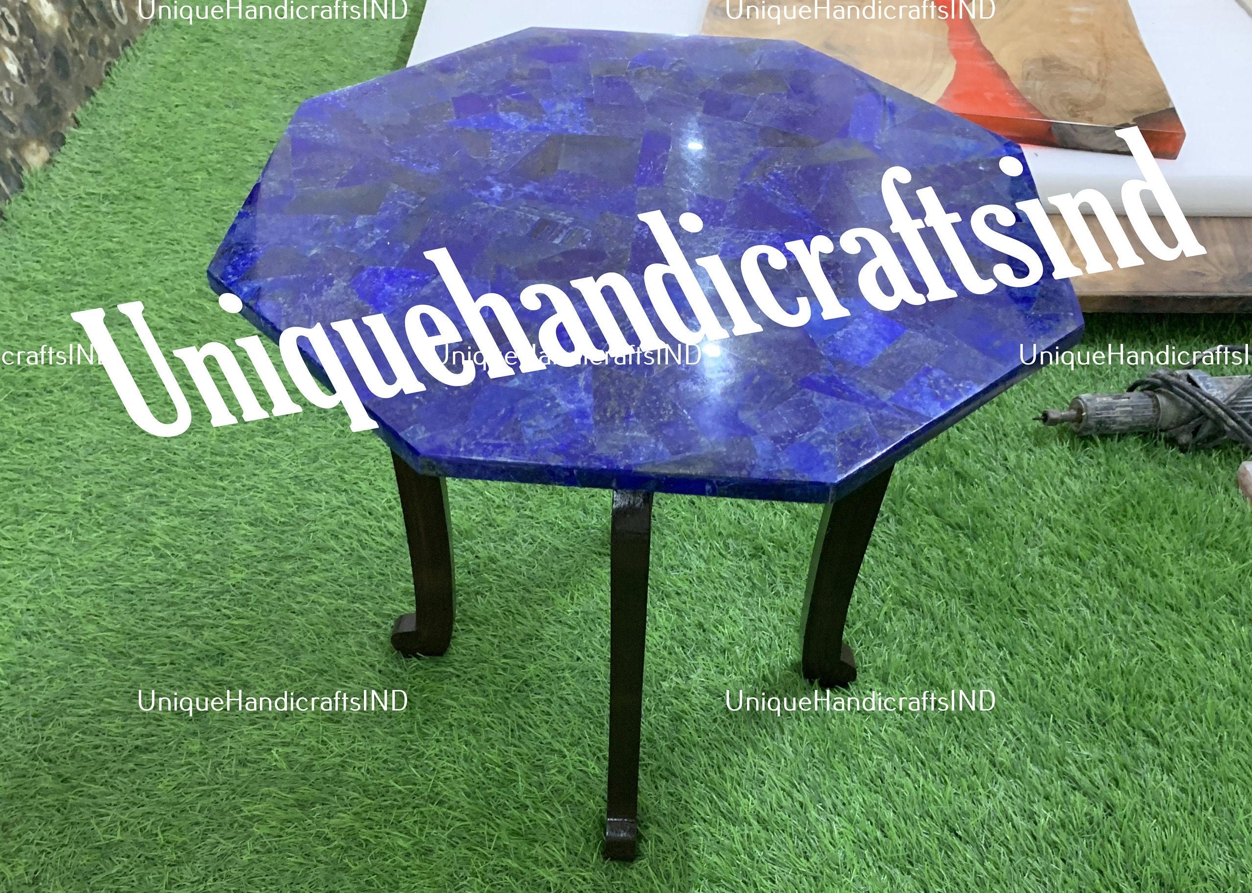 Blue Lapis Lazuli Table Top, Lapis Lazuli Coffee Table, Lapis Lazuli Side Table, Stone Coffee Table, Blue Table Top, Lapis Dining Table Tops Unique Handicrafts IND