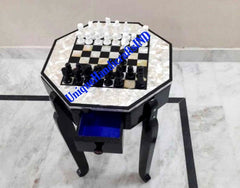 Marble Chess Set with Storage Box | Handmade Black & White Pieces | Elegant Home Decor Christmas Gifts Unique Handicrafts IND