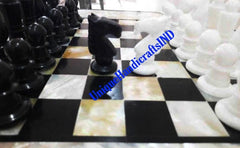Marble Chess Set with Storage Box | Handmade Black & White Pieces | Elegant Home Decor Christmas Gifts Unique Handicrafts IND