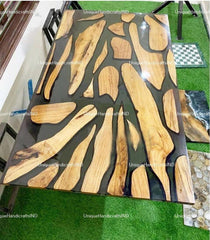 Elegant Epoxy Resin Coffee Table - Walnut Resin End Table - Handmade Side Table - Modern Coffee Table Unique Handicrafts IND
