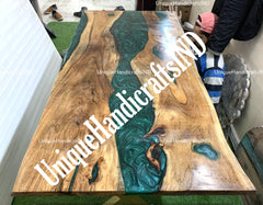 Epoxy Live Edge table, Walnut epoxy table ,resin epoxy walnut table,Kitchen Dinning Table Unique Handicrafts IND