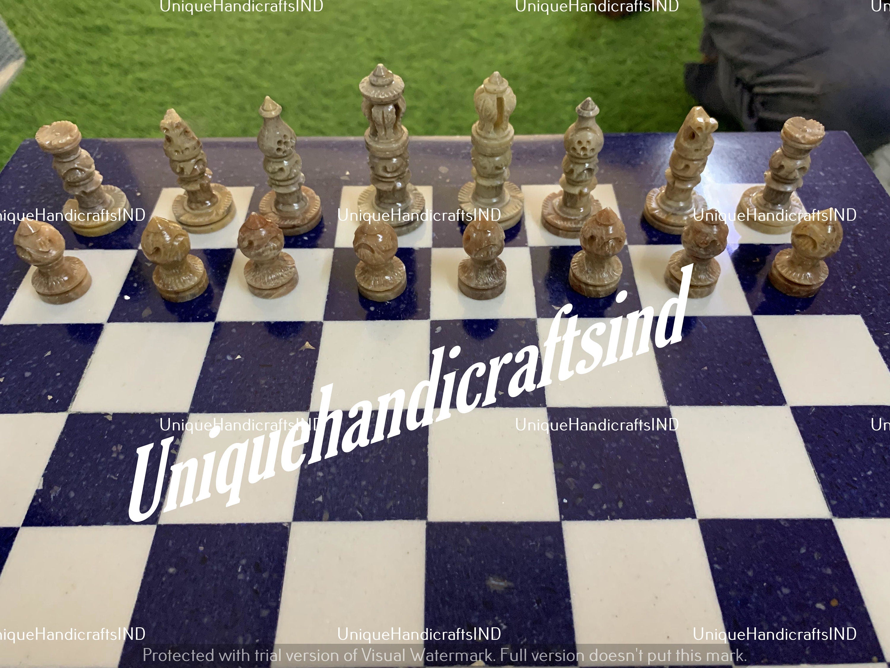 Beautiful Lapis Lazuli Chess Board With 32 Pieces, Lapis Chess Board,Lapis Lazuli Chess Board,  Lapis Lazuli, Lapis Chess Christmas Gifts Unique Handicrafts IND