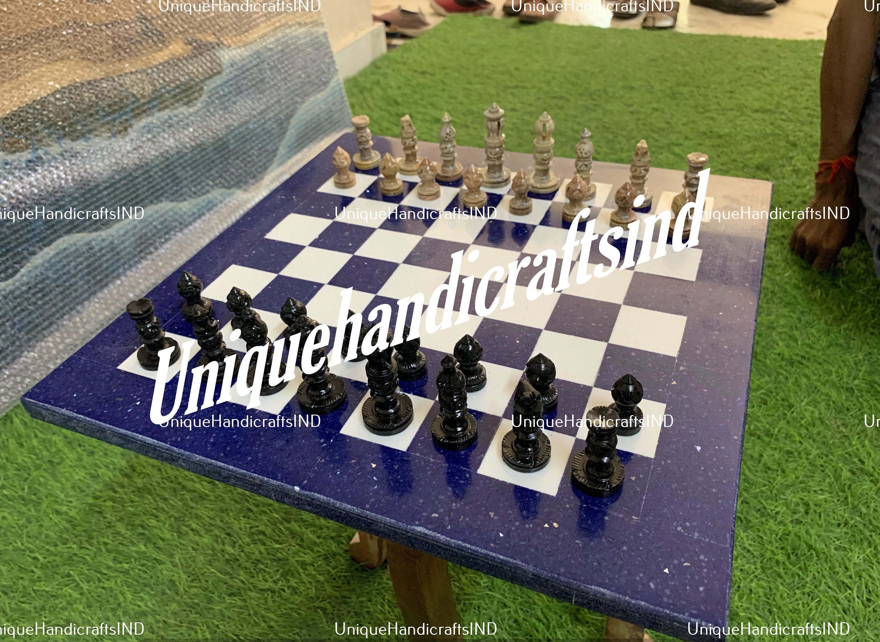Beautiful Lapis Lazuli Chess Board With 32 Pieces, Lapis Chess Board,Lapis Lazuli Chess Board,  Lapis Lazuli, Lapis Chess Christmas Gifts Unique Handicrafts IND