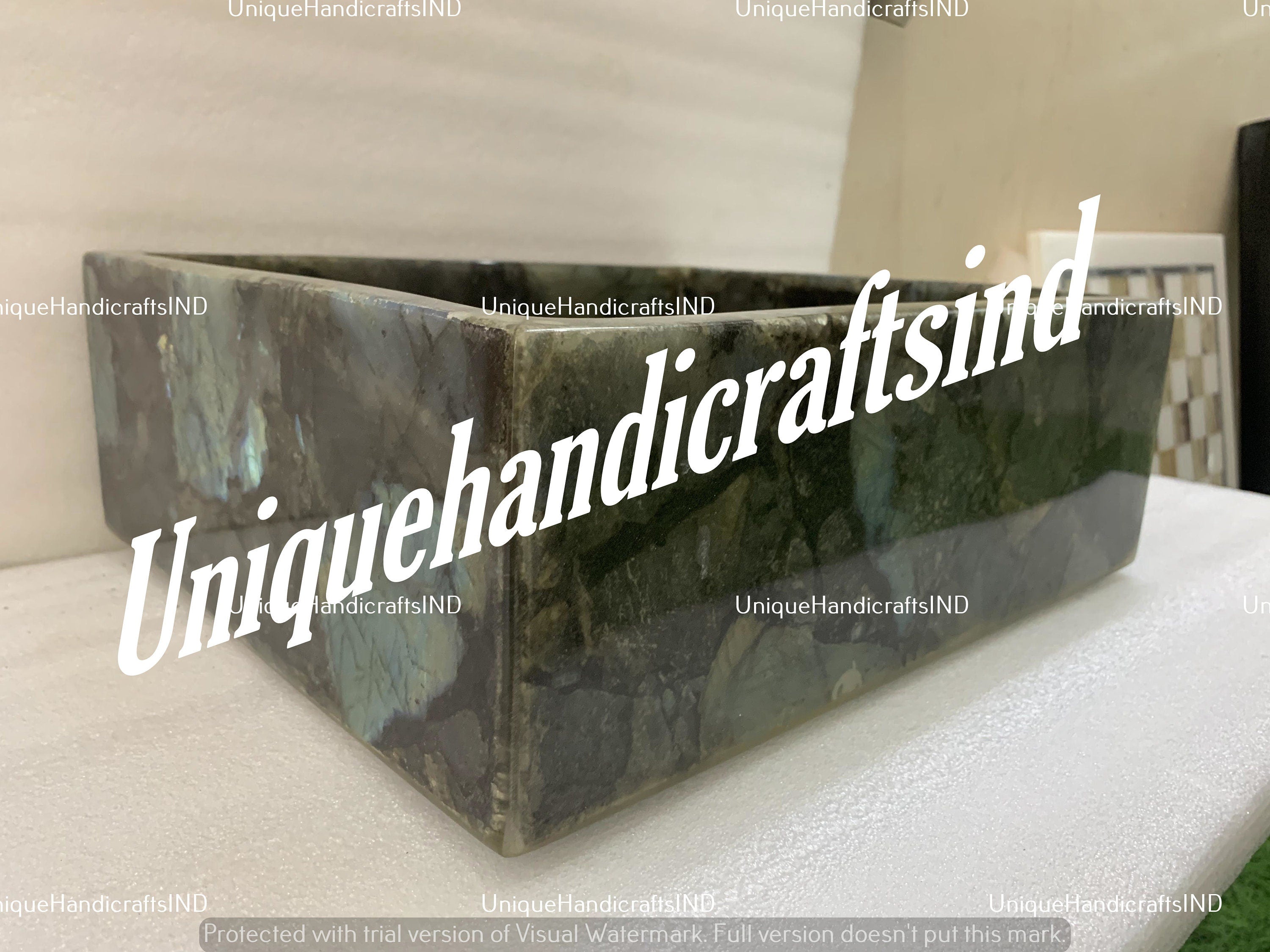 Wash Basin Sink Labradorite Stone Blue Marble Labradorite Sink Unique Handicrafts IND